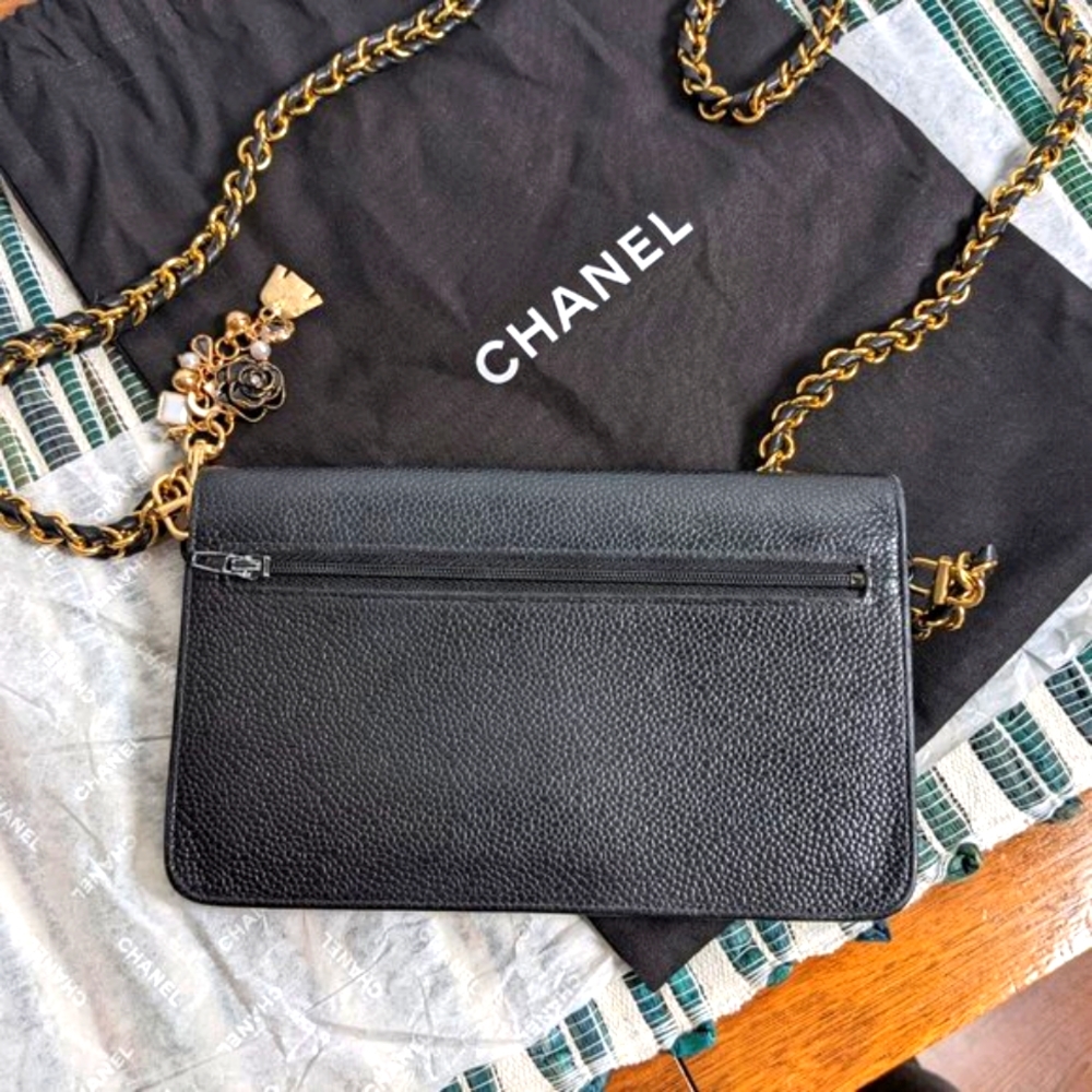 💎✨Authentic✨💎 CHANEL wallet on chain black pebbled caviar leather - Picture 2 of 6